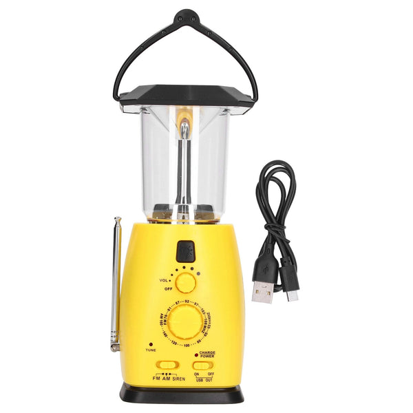 LED Camping Lantern Solar Hand Crank Battery Charging Adjustable Brightness 8 LEDs Support FM AM Function LED Lantern