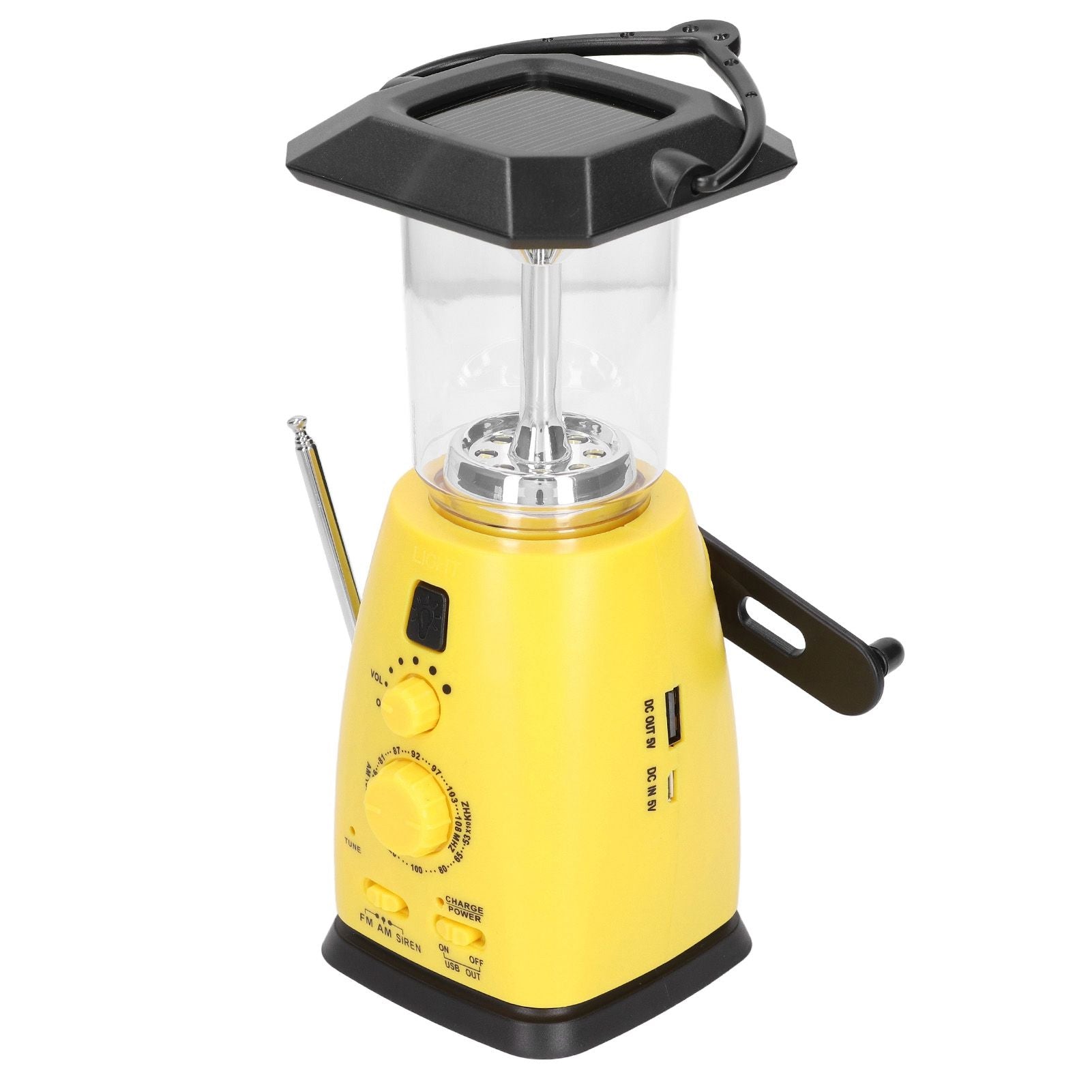 LED Camping Lantern Solar Hand Crank Battery Charging Adjustable Brightness 8 LEDs Support FM AM Function LED Lantern