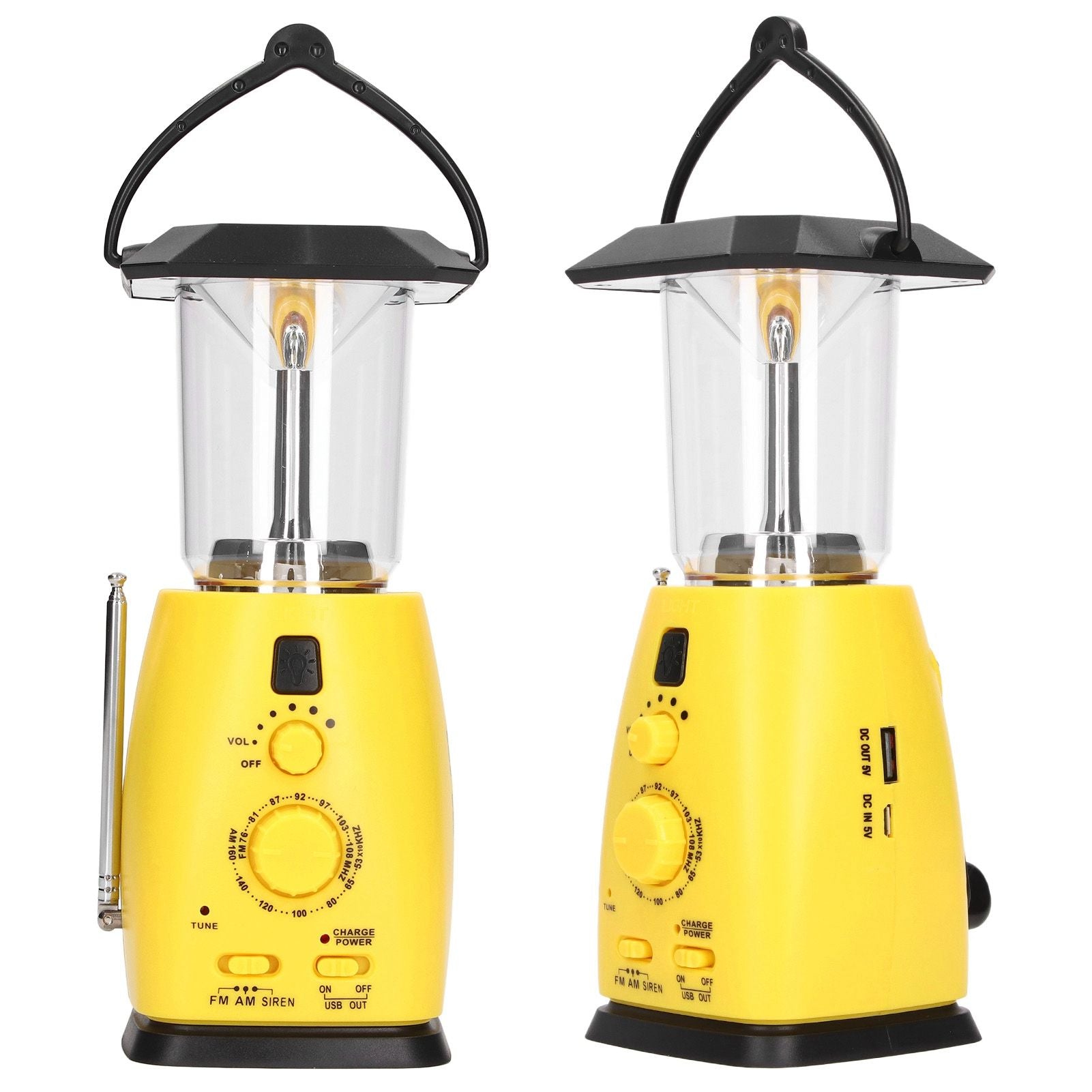 LED Camping Lantern Solar Hand Crank Battery Charging Adjustable Brightness 8 LEDs Support FM AM Function LED Lantern