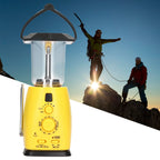 LED Camping Lantern Solar Hand Crank Battery Charging Adjustable Brightness 8 LEDs Support FM AM Function LED Lantern
