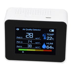 Air Quality Monitor 8 in 1 Real Time Color Screen Space Saving Widely Used CO2 Detector for TVOC HCHO PM2.5 PM1.0 PM10 White