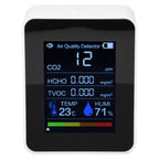 Air Quality Monitor 8 in 1 Real Time Color Screen Space Saving Widely Used CO2 Detector for TVOC HCHO PM2.5 PM1.0 PM10 White