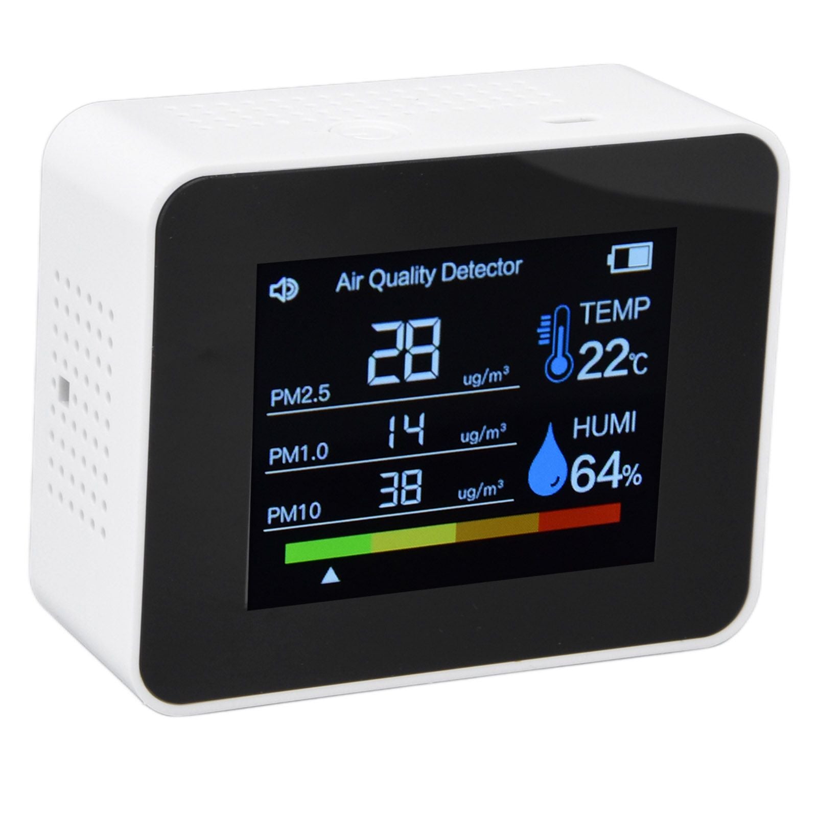 Air Quality Monitor 8 in 1 Real Time Color Screen Space Saving Widely Used CO2 Detector for TVOC HCHO PM2.5 PM1.0 PM10 White