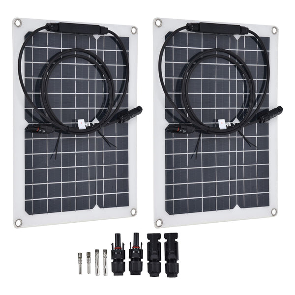 2 Pcs Solar Panels Kit 15W Portable Monocrystalline Solar Panel Charger for Outdoor Boat Caravan RV Charging
