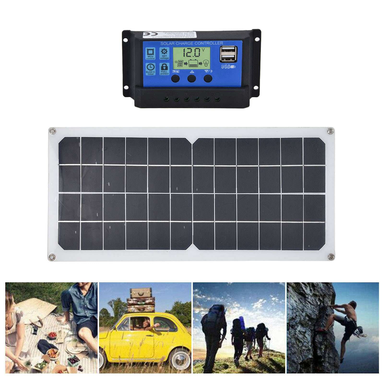 10W Solar Panel Set with 10A Controller Exhaust Fan for Car Yacht RV Boat Moblie Phone Battery