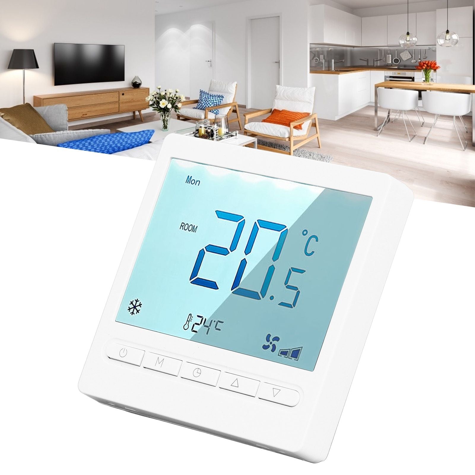 Programmable Thermostat High Accuracy Large Screen LCD Thermostat for Living Room Bedroom Dining Room Hall AC230V