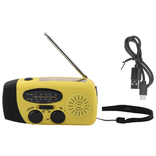 Hand Crank Solar Radio Multifunctional Emergency Radio LED Radio with Flashlight for Outdoor CampingYellow Europe