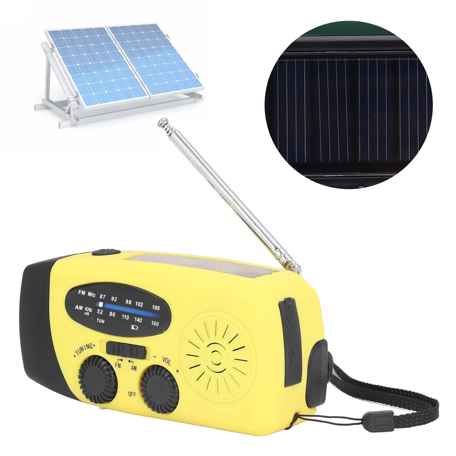 Hand Crank Solar Radio Multifunctional Emergency Radio LED Radio with Flashlight for Outdoor CampingYellow Europe