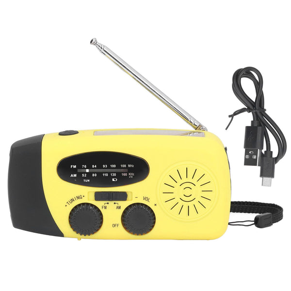 Hand Crank Solar Radio Multifunctional Emergency Radio LED Radio with Flashlight for Outdoor CampingYellow Japanese