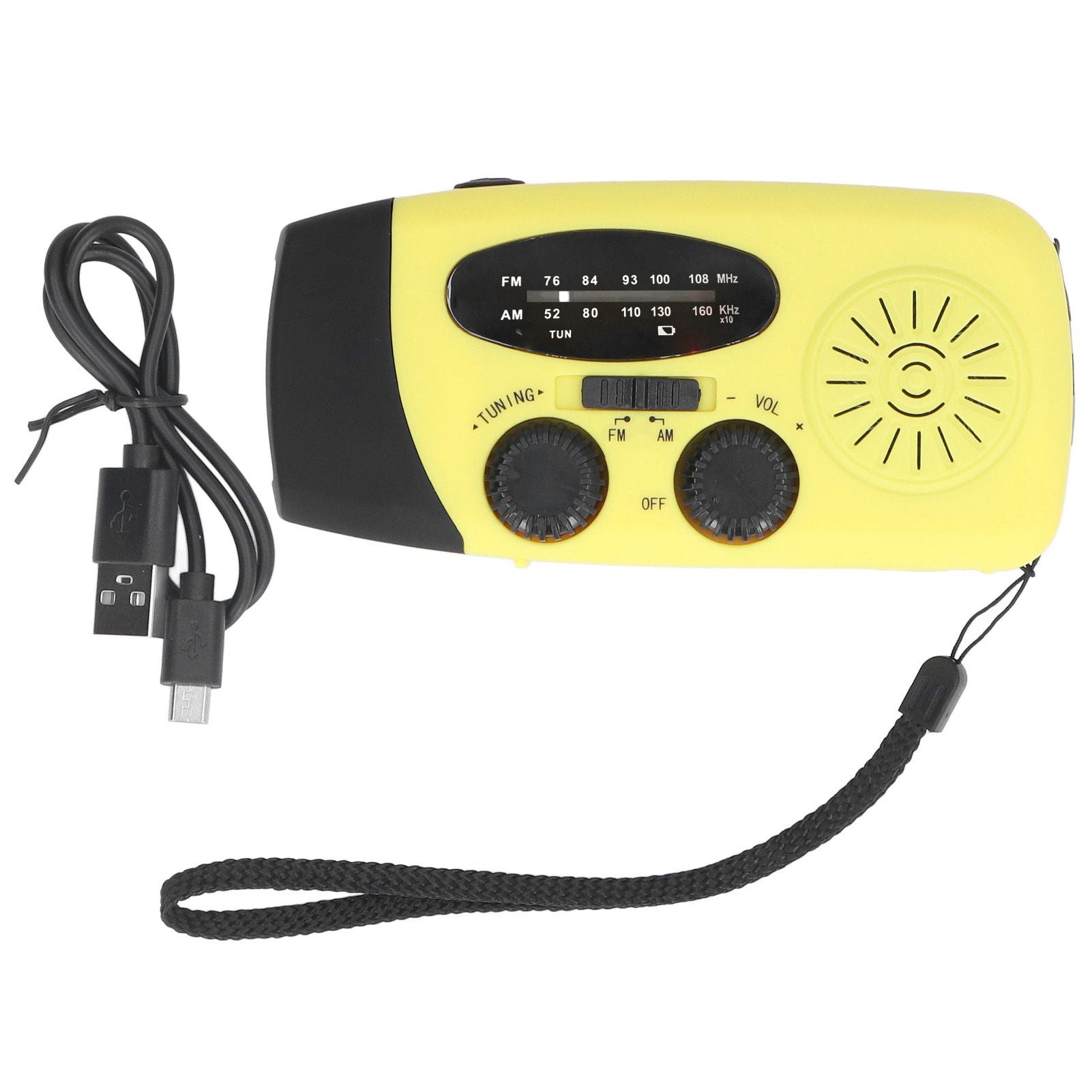 Hand Crank Solar Radio Multifunctional Emergency Radio LED Radio with Flashlight for Outdoor CampingYellow Japanese