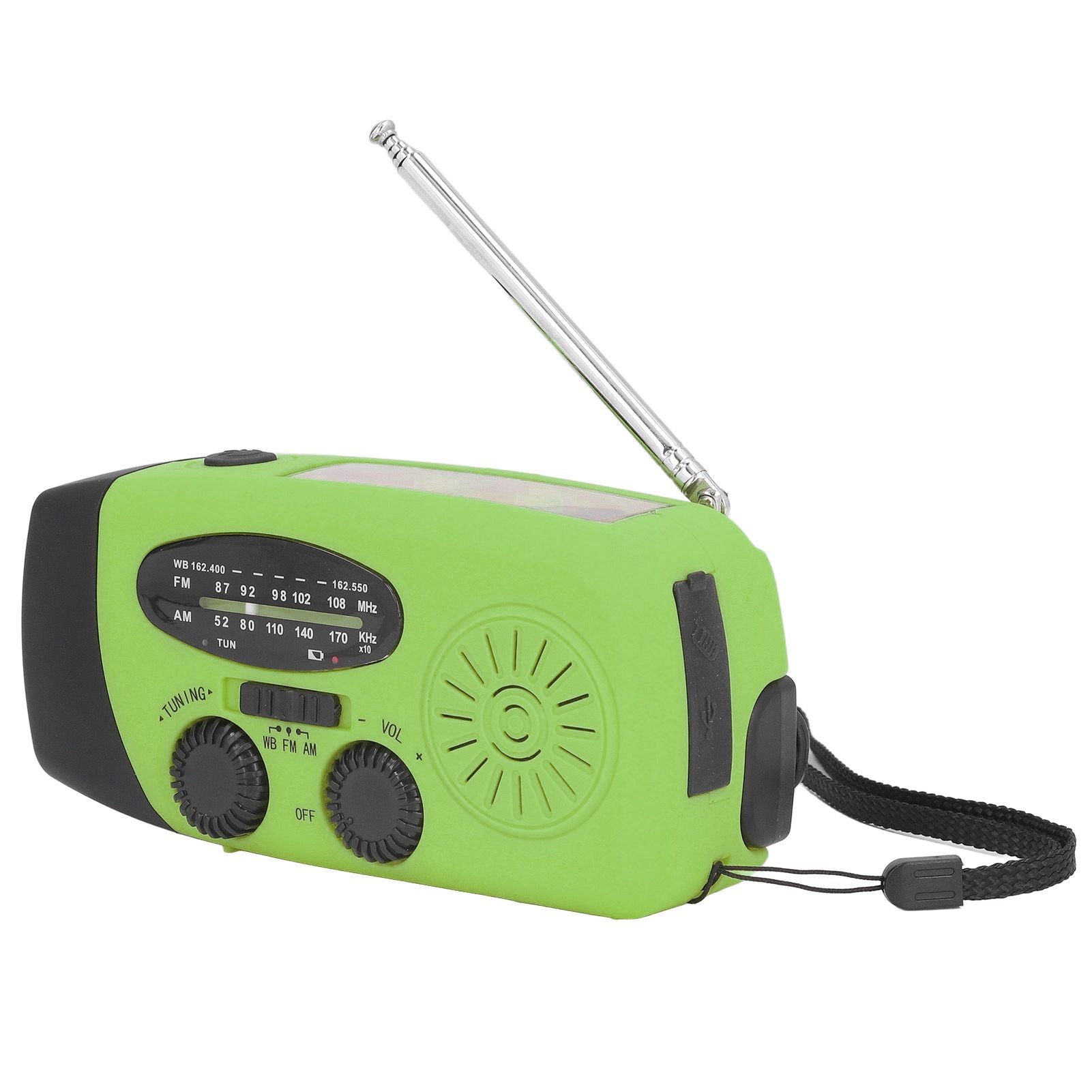 Hand Crank Solar Radio Multifunctional Emergency Radio LED Radio with Flashlight for Outdoor CampingGreen America