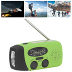 Hand Crank Solar Radio Multifunctional Emergency Radio LED Radio with Flashlight for Outdoor CampingGreen America