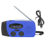 Hand Crank Solar Radio Multifunctional Emergency Radio LED Radio with Flashlight for Outdoor CampingBlue America