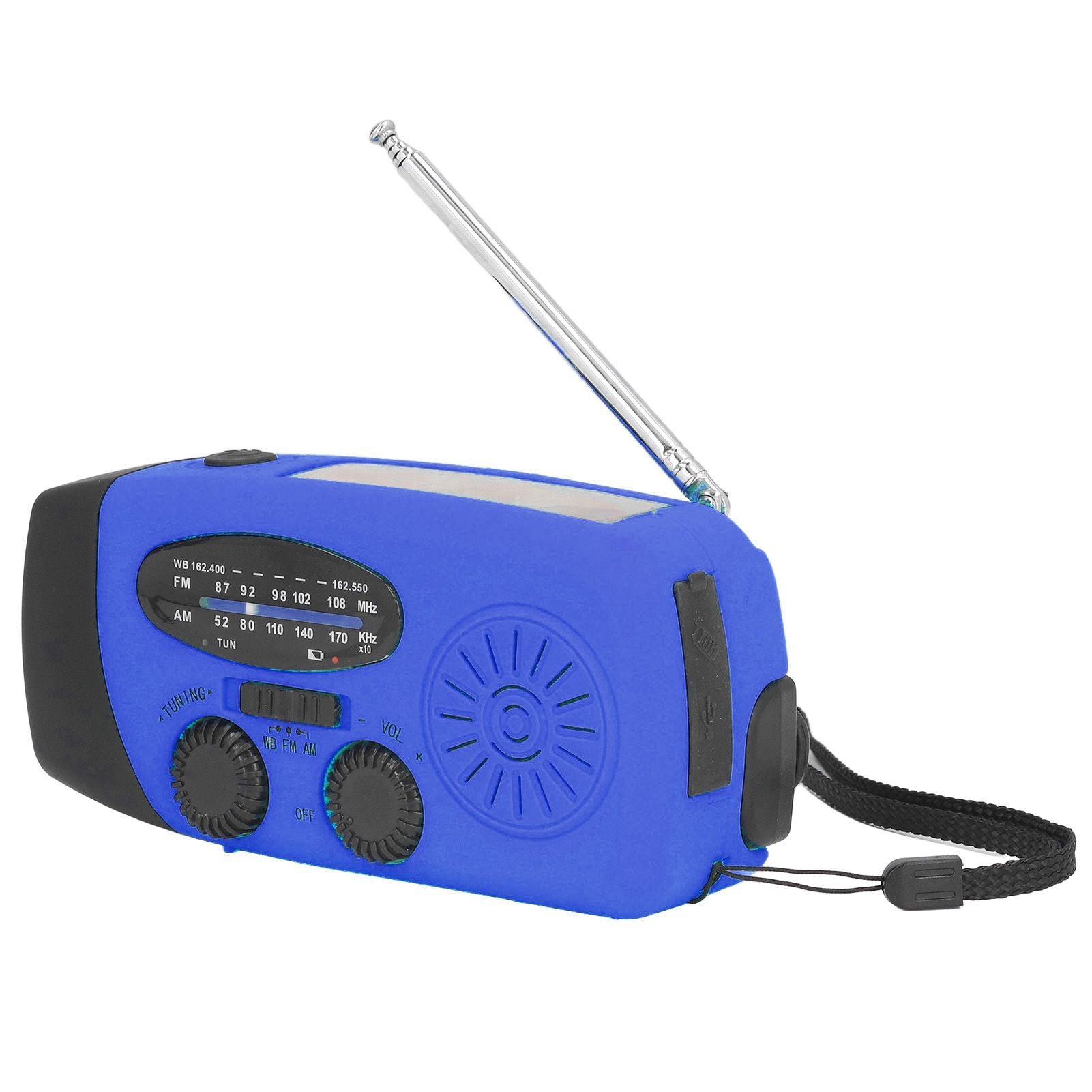 Hand Crank Solar Radio Multifunctional Emergency Radio LED Radio with Flashlight for Outdoor CampingBlue America