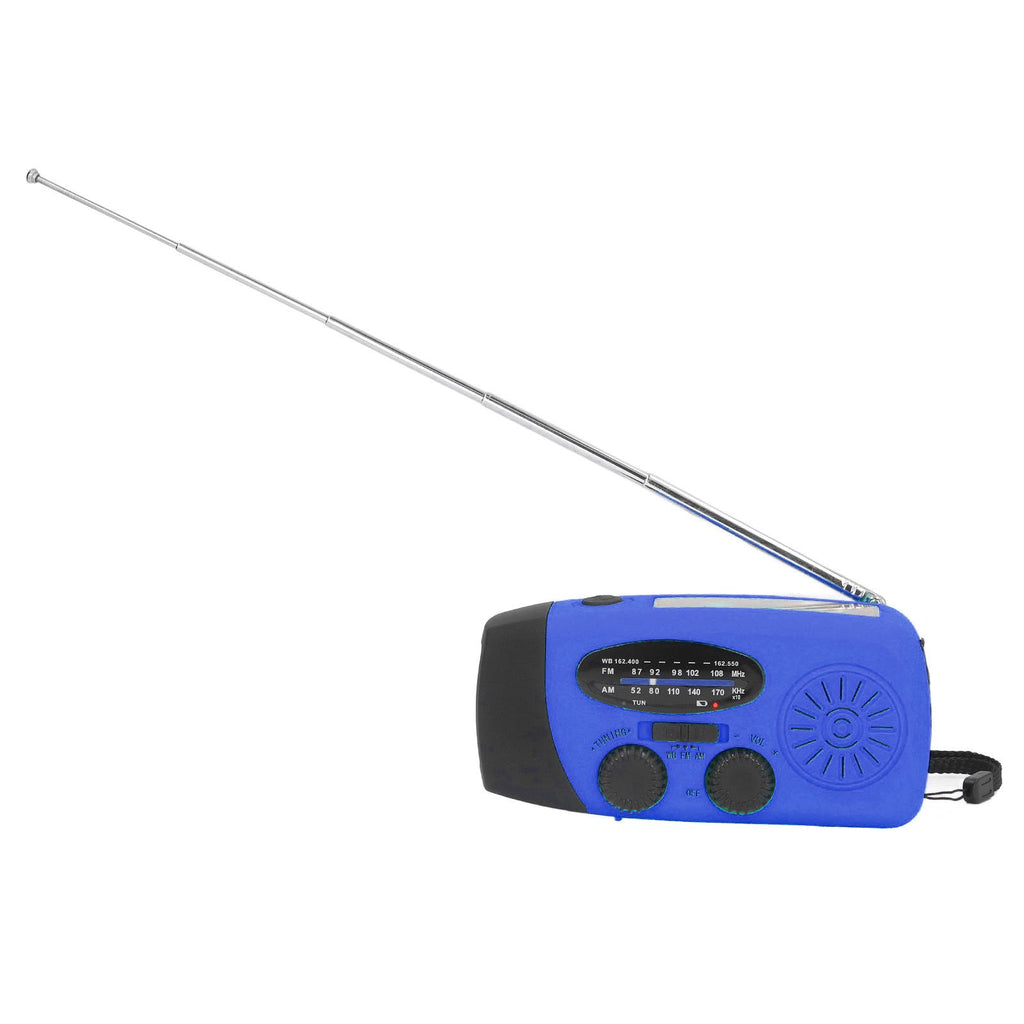 Hand Crank Solar Radio Multifunctional Emergency Radio LED Radio with Flashlight for Outdoor CampingBlue America