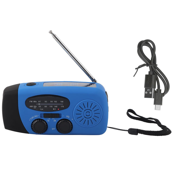 Hand Crank Solar Radio Multifunctional Emergency Radio LED Radio with Flashlight for Outdoor CampingBlue Europe