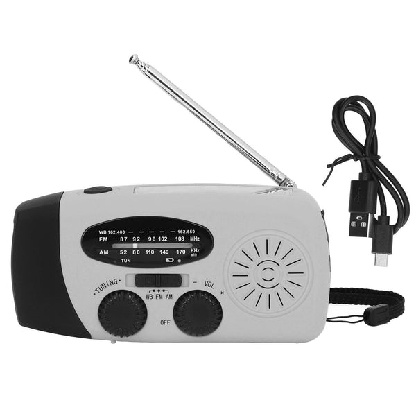 Hand Crank Solar Radio Multifunctional Emergency Radio LED Radio with Flashlight for Outdoor CampingSilver Gray America