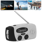 Hand Crank Solar Radio Multifunctional Emergency Radio LED Radio with Flashlight for Outdoor CampingSilver Gray America