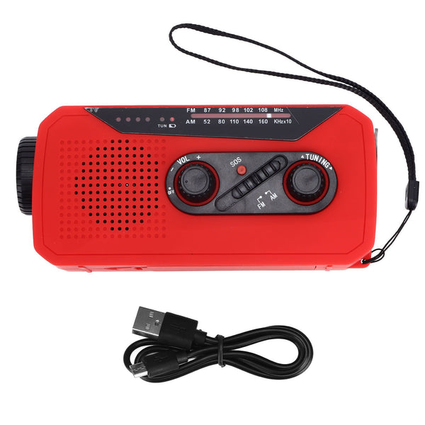 Emergency Radio Hand Power Generation Solar Radio with LED Flashlight 2000mah Charging for Camping HikingRed EU Type