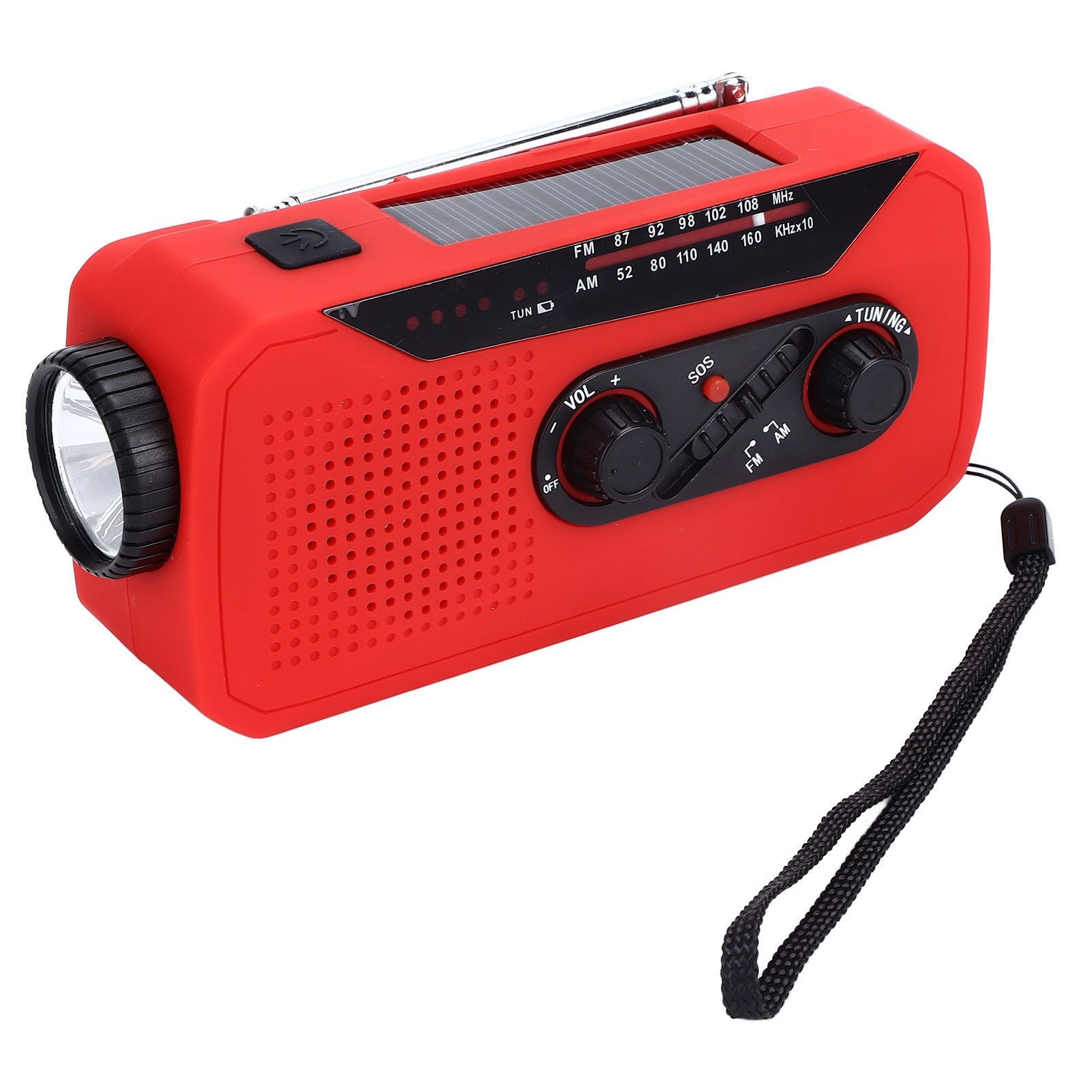 Emergency Radio Hand Power Generation Solar Radio with LED Flashlight 2000mah Charging for Camping HikingRed EU Type
