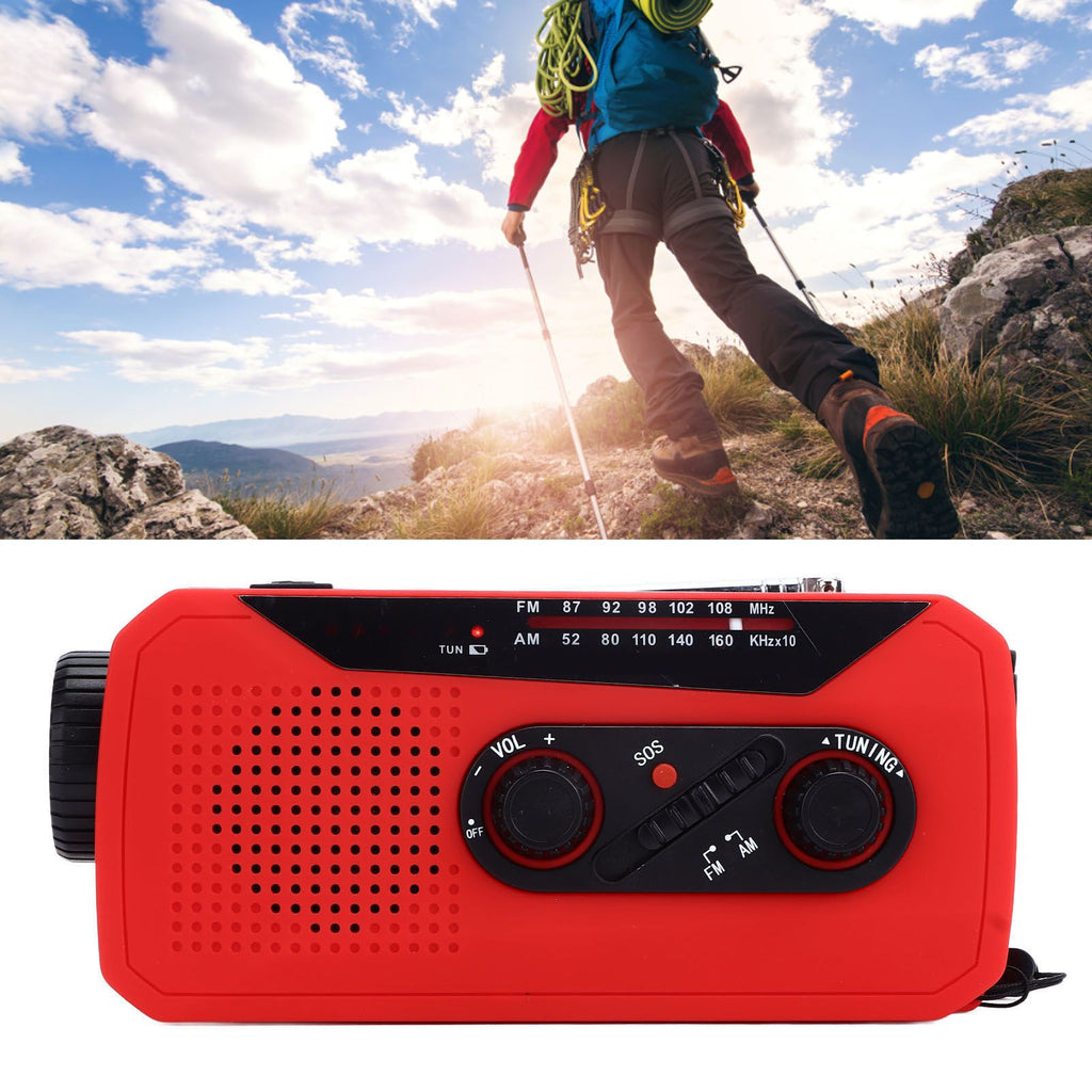 Emergency Radio Hand Power Generation Solar Radio with LED Flashlight 2000mah Charging for Camping HikingRed EU Type