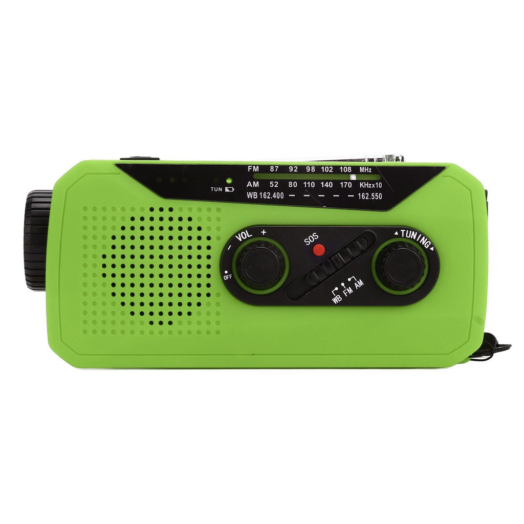 Emergency Radio Hand Power Generation Solar Radio with LED Flashlight 2000mah Charging for Camping HikingGreen US Type