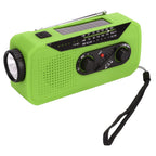 Emergency Radio Hand Power Generation Solar Radio with LED Flashlight 2000mah Charging for Camping HikingGreen US Type