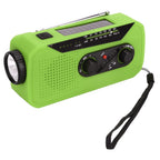 Emergency Radio Hand Power Generation Solar Radio with LED Flashlight 2000mah Charging for Camping HikingGreen EU Type