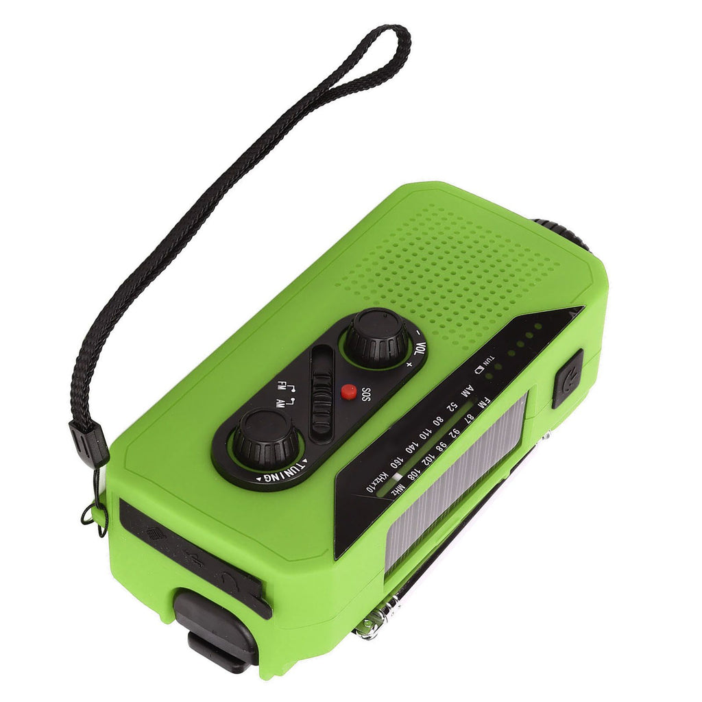 Emergency Radio Hand Power Generation Solar Radio with LED Flashlight 2000mah Charging for Camping HikingGreen EU Type