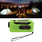 Emergency Radio Hand Power Generation Solar Radio with LED Flashlight 2000mah Charging for Camping HikingGreen EU Type