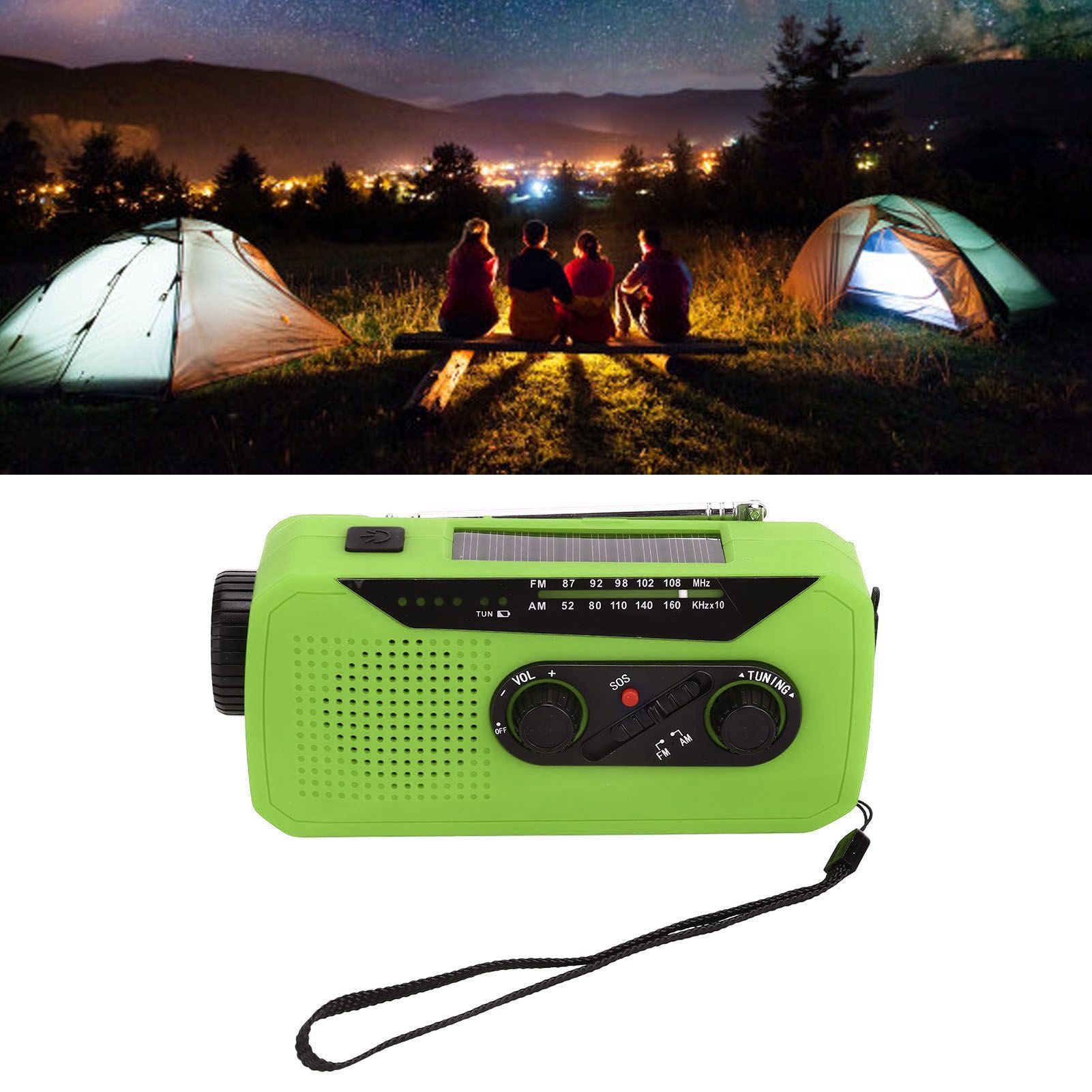 Emergency Radio Hand Power Generation Solar Radio with LED Flashlight 2000mah Charging for Camping HikingGreen EU Type
