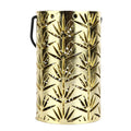 LED Hanging Lantern with Leaf Hollow Pattern Portable Fireplace Lamp for Party House Yard Decoration Gold