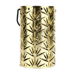 LED Hanging Lantern with Leaf Hollow Pattern Portable Fireplace Lamp for Party House Yard Decoration Gold