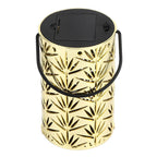 LED Hanging Lantern with Leaf Hollow Pattern Portable Fireplace Lamp for Party House Yard Decoration Gold