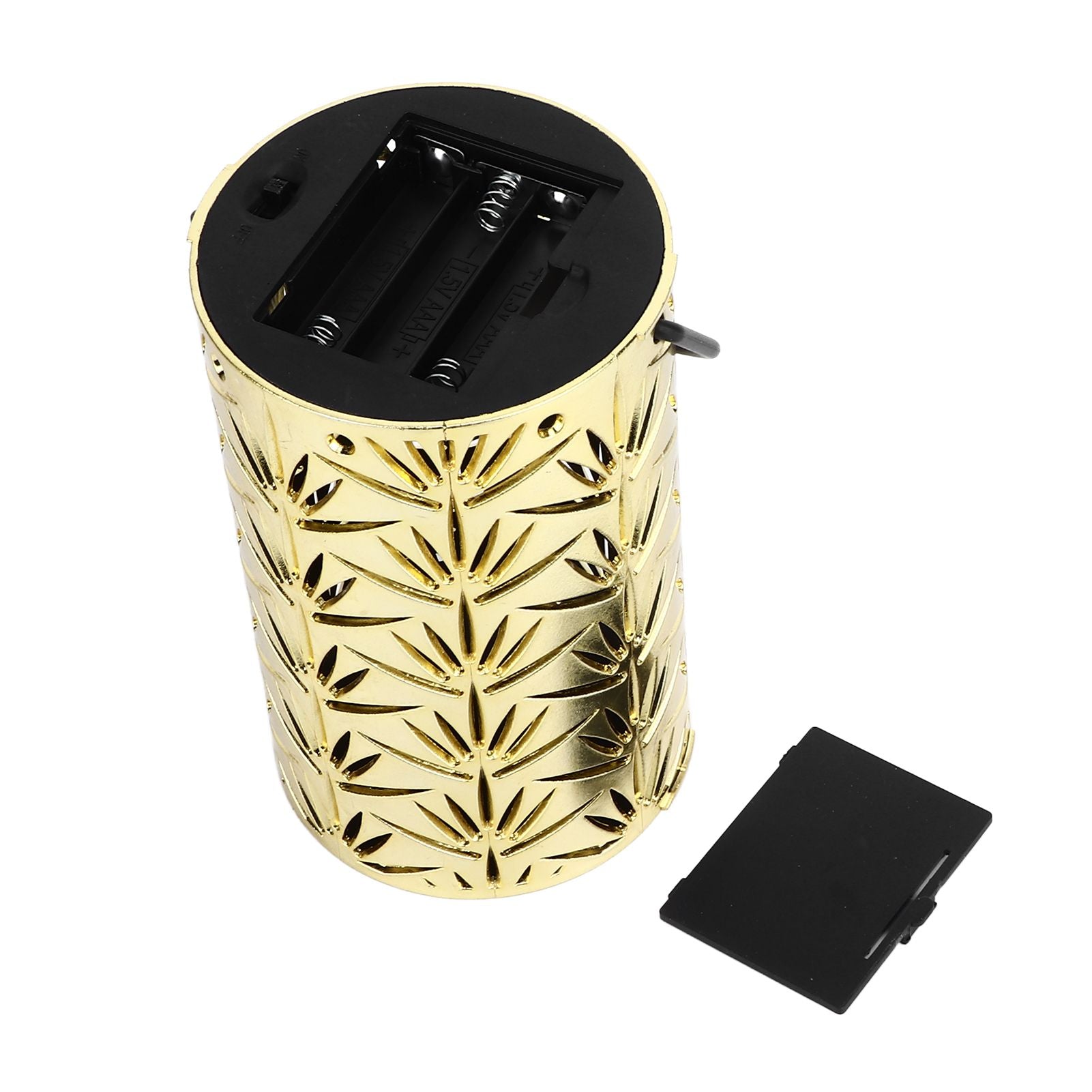 LED Hanging Lantern with Leaf Hollow Pattern Portable Fireplace Lamp for Party House Yard Decoration Gold
