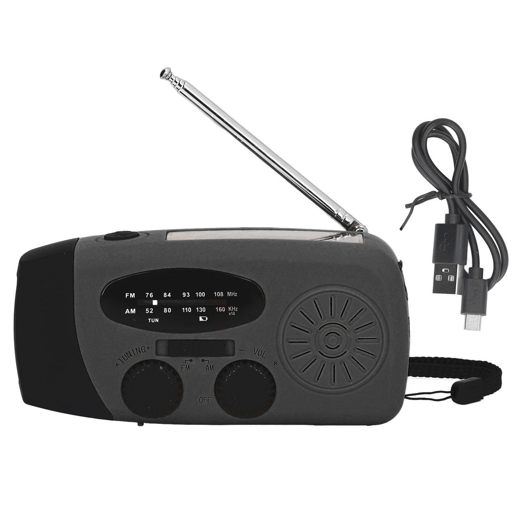 Hand Crank Solar Radio with LED Flashlight Portable FM AM WB USB Radio for Emergency Disaster PreventionBlack Japanese