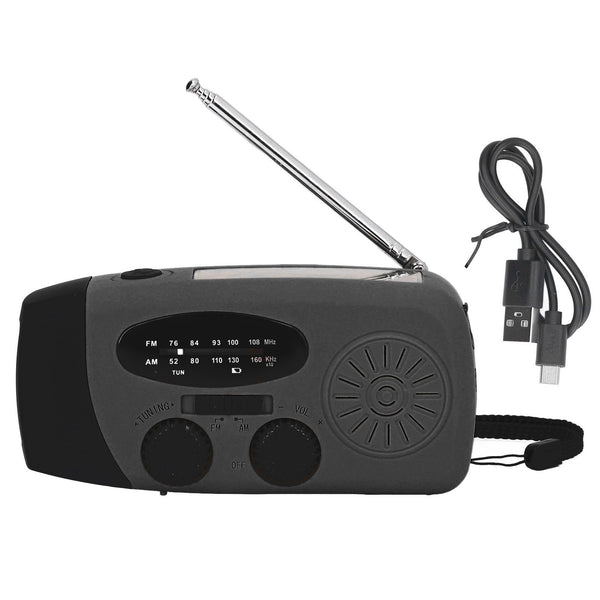 Hand Crank Solar Radio with LED Flashlight Portable FM AM WB USB Radio for Emergency Disaster PreventionBlack Japanese