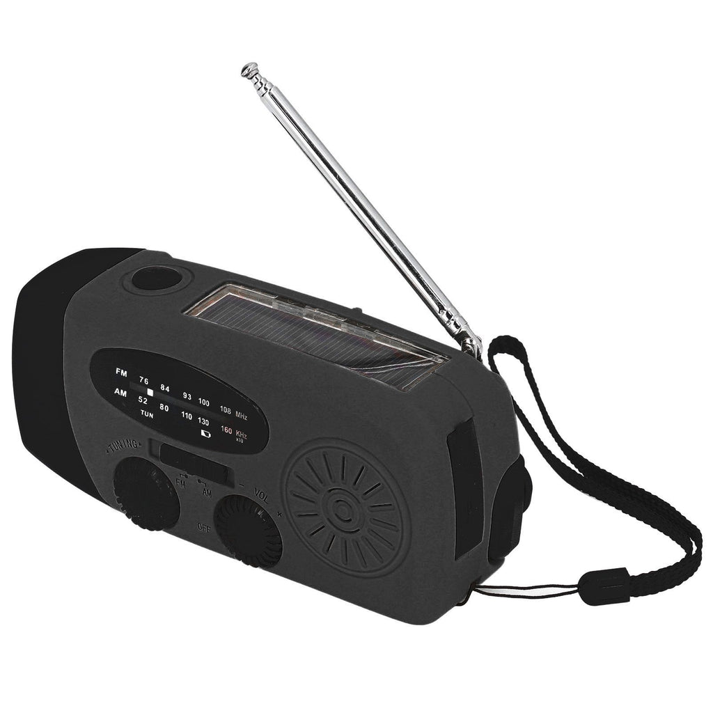 Hand Crank Solar Radio with LED Flashlight Portable FM AM WB USB Radio for Emergency Disaster PreventionBlack Japanese