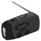 Hand Crank Solar Radio with LED Flashlight Portable FM AM WB USB Radio for Emergency Disaster PreventionBlack Japanese