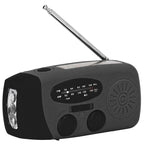 Hand Crank Solar Radio with LED Flashlight Portable FM AM WB USB Radio for Emergency Disaster PreventionBlack Japanese