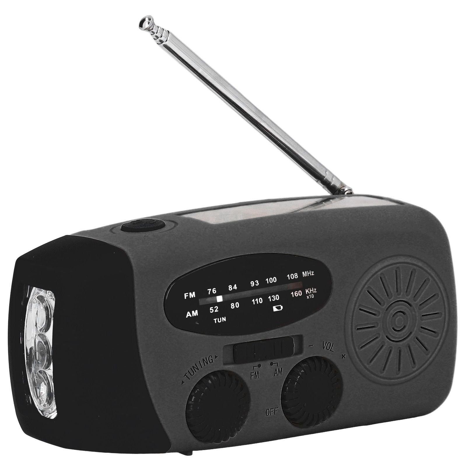 Hand Crank Solar Radio with LED Flashlight Portable FM AM WB USB Radio for Emergency Disaster PreventionBlack Japanese