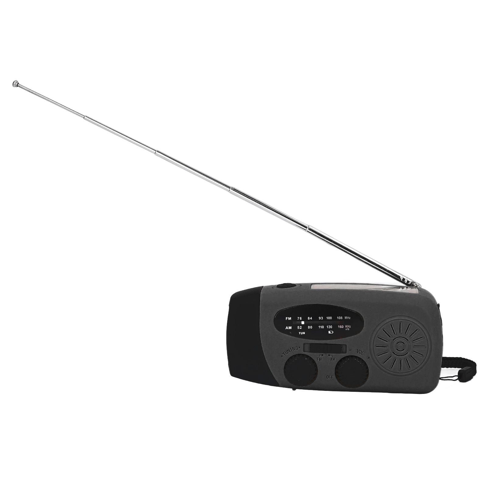 Hand Crank Solar Radio with LED Flashlight Portable FM AM WB USB Radio for Emergency Disaster PreventionBlack Japanese
