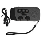 Hand Crank Solar Radio with LED Flashlight Portable FM AM WB USB Radio for Emergency Disaster PreventionBlack Japanese