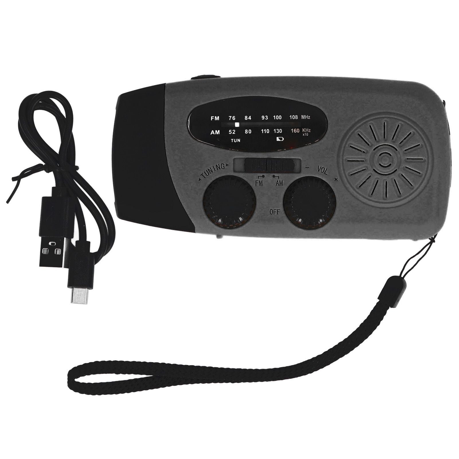 Hand Crank Solar Radio with LED Flashlight Portable FM AM WB USB Radio for Emergency Disaster PreventionBlack Japanese