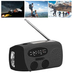 Hand Crank Solar Radio with LED Flashlight Portable FM AM WB USB Radio for Emergency Disaster PreventionBlack Japanese