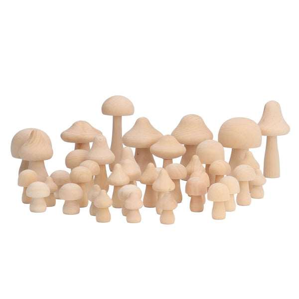 Unfinished Wooden Mushroom Craft Set (40 pcs)