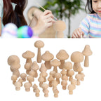 40pcs Unfinished Wooden Mushroom Unpainted Natural Wood Mushroom Decoration for DIY Decoration