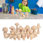 40pcs Unfinished Wooden Mushroom Unpainted Natural Wood Mushroom Decoration for DIY Decoration
