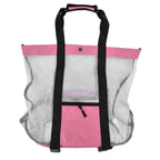 Beach Bags Mesh Cotton Oversized Storage Tote Bags for Beach Picnic Barbecue Camping Pink