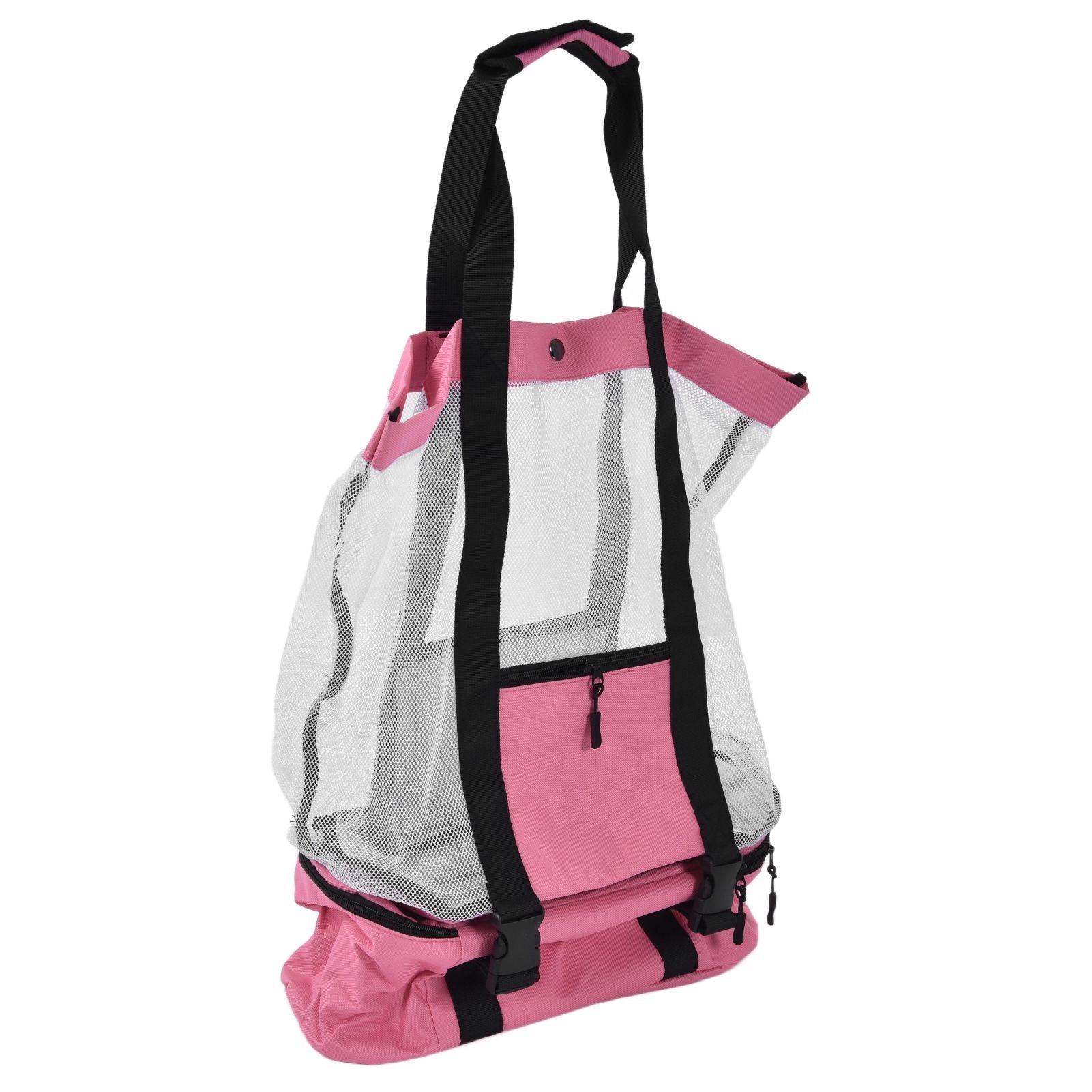 Beach Bags Mesh Cotton Oversized Storage Tote Bags for Beach Picnic Barbecue Camping Pink